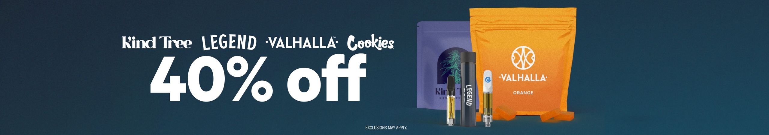 40% Off Kind Tree, Legend, Cookies & Valhalla Cannabis Promo, Cannabis Sales, Cannabis Discounts, Cannabis on Sale, 40% Off Kind Tree, Legend, Cookies & Valhalla