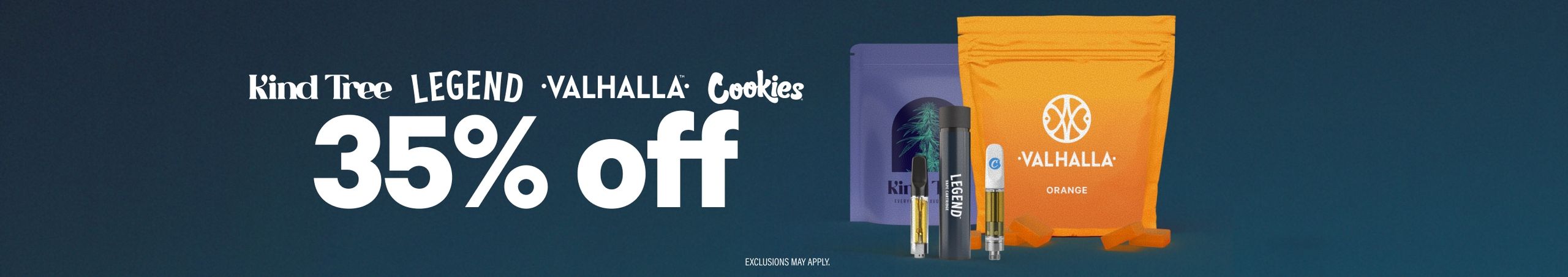 35% Off Kind Tree, Legend, Cookies & Valhalla Cannabis Promo, Cannabis Sales, Cannabis Discounts, Cannabis on Sale, 35% Off Kind Tree, Legend, Cookies & Valhalla