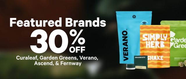Cannabis Promo, Cannabis Sales, Cannabis Discounts, Cannabis on Sale, 30% Off Featured Brands
