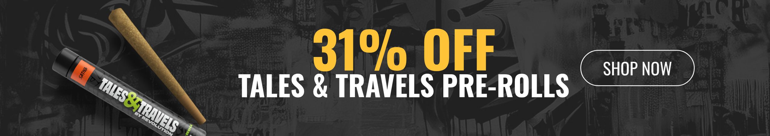 Cannabis Promo, Cannabis Sales, Cannabis Discounts, Cannabis on Sale, 31% Off Tales & Travels Pre-rolls