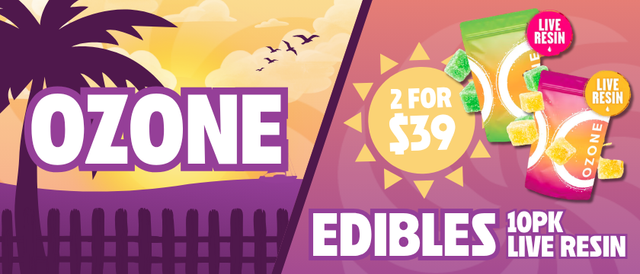 Cannabis Promo, Cannabis Sales, Cannabis Discounts, Cannabis on Sale, 2 for $39 Ozone 10 Pack Live Resin Edibles