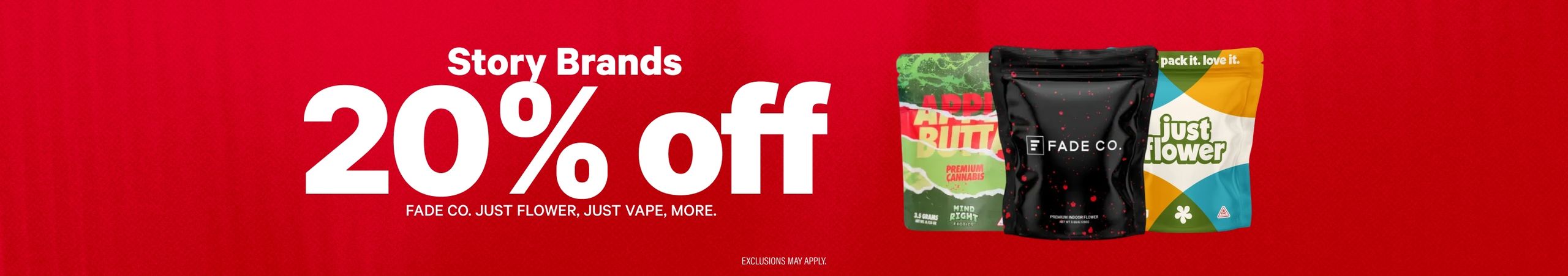 Cannabis Promo, Cannabis Sales, Cannabis Discounts, Cannabis on Sale, 20% Off Story Brands