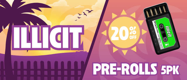Cannabis Promo, Cannabis Sales, Cannabis Discounts, Cannabis on Sale, 20% Off Illicit 5 Pack Pre-Rolls