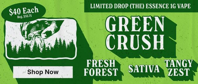 Cannabis Promo, Cannabis Sales, Cannabis Discounts, Cannabis on Sale, $40 (the) Essence Green Crush 1g Vape