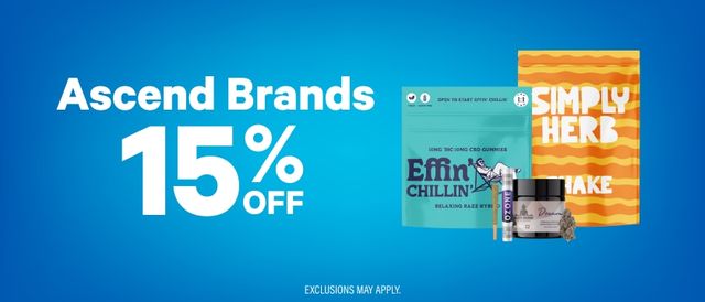 Cannabis Promo, Cannabis Sales, Cannabis Discounts, Cannabis on Sale, 15% Off Ascend Brands