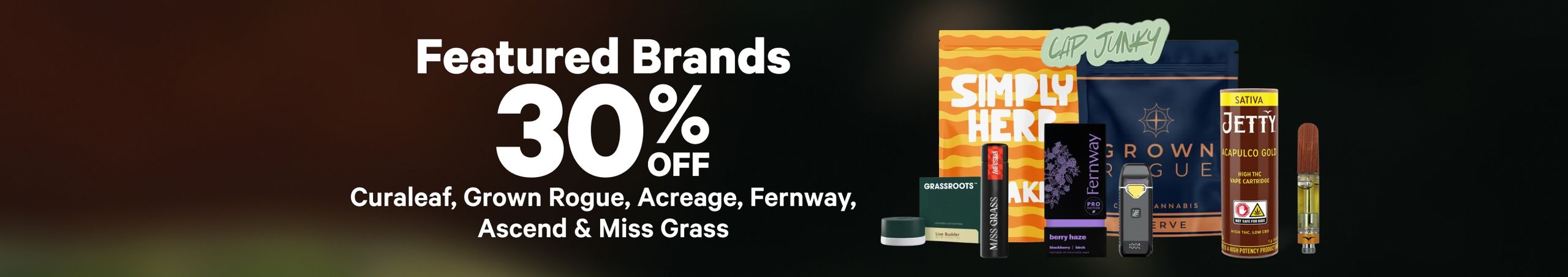 Cannabis Promo, Cannabis Sales, Cannabis Discounts, Cannabis on Sale, 30% Off Featured Brands