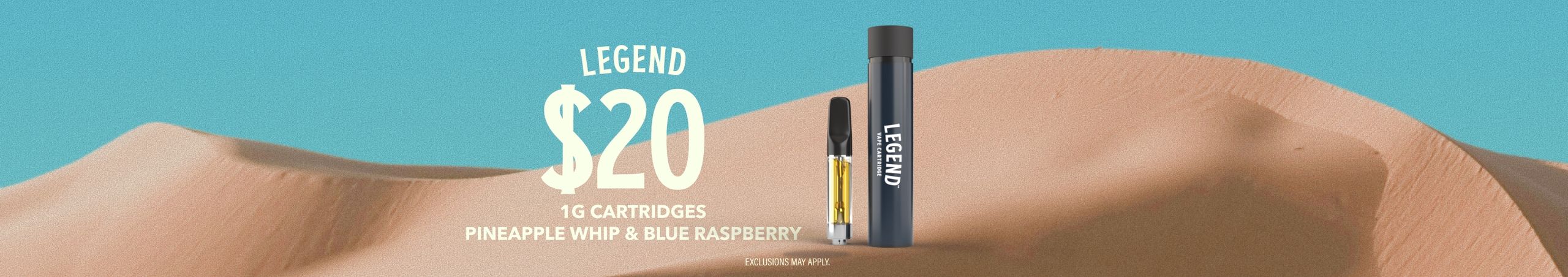 Cannabis Promo, Cannabis Sales, Cannabis Discounts, Cannabis on Sale, $20 Select Legend 1G Carts