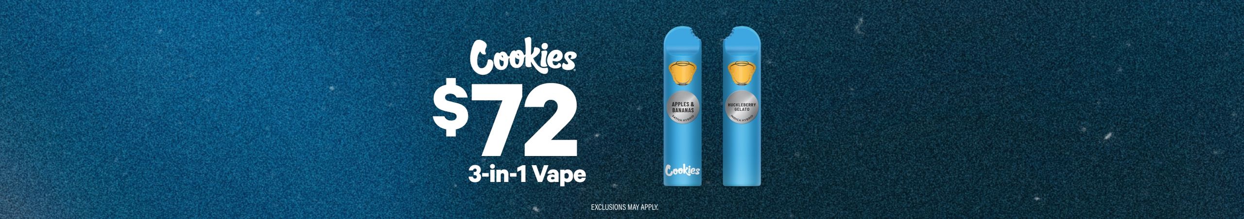 Cannabis Promo, Cannabis Sales, Cannabis Discounts, Cannabis on Sale, $72 Cookies 3:1 Dual Chambers