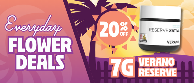 Cannabis Promo, Cannabis Sales, Cannabis Discounts, Cannabis on Sale, 20% Off Verano Reserve 7G Flower