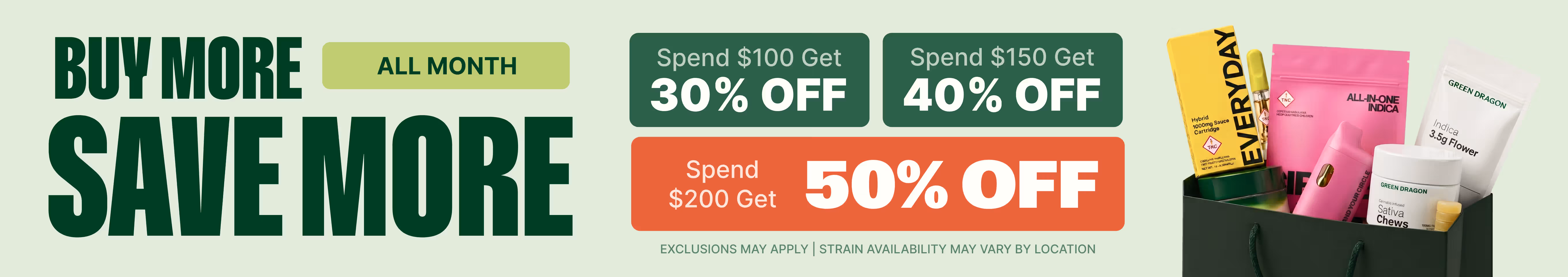 Cannabis Promo, Cannabis Sales, Cannabis Discounts, Cannabis on Sale, Buy More, Save More - Get up to 50% Off!