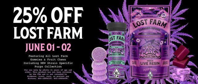 Cannabis Promo, Cannabis Sales, Cannabis Discounts, Cannabis on Sale, 25% Off Lost Farm
