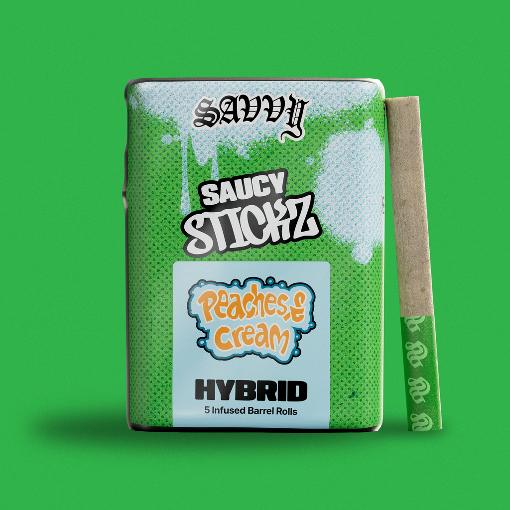 Savvy Saucy Stickz Peaches and Cream Infused Pre-Roll Multipack, 2.5g, 5pk