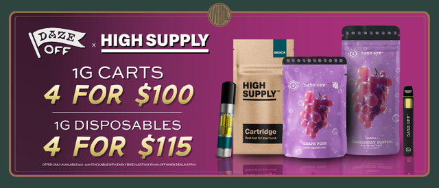 Discounts and Best Deals for cannabis products online | Daze Off & High  Supply 1g Vape Sale | Ivy Hall Bucktown | Chicago