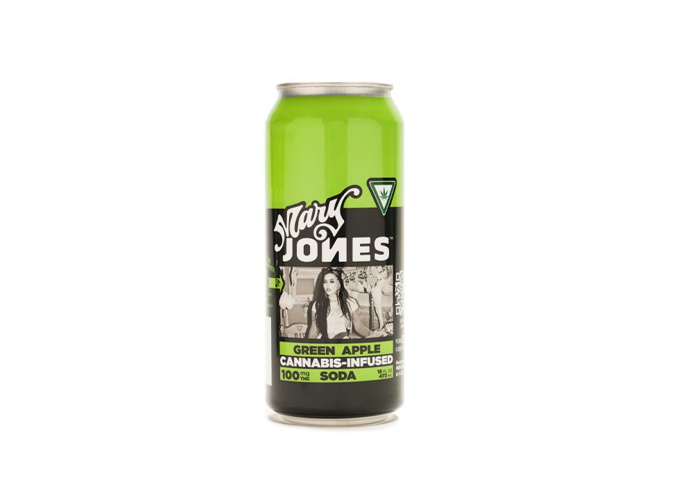 Mary Jones Green Apple Drink Beverage Edible, 100mg