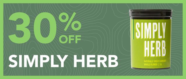 Cannabis Promo, Cannabis Sales, Cannabis Discounts, Cannabis on Sale, 30% off Simply Herb