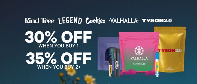 Cannabis Promo, Cannabis Sales, Cannabis Discounts, Cannabis on Sale, 30% Off 1 Item, 35% Off 2+ Items