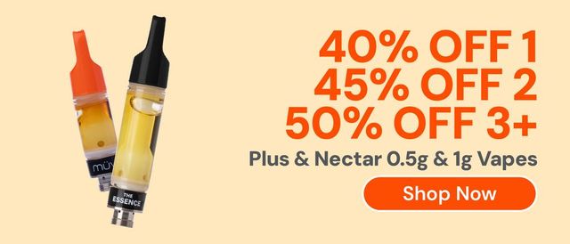 Cannabis Promo, Cannabis Sales, Cannabis Discounts, Cannabis on Sale, Plus & Nectar Vapes: 40% OFF 1, 45% OFF 2, or 50% OFF 3+