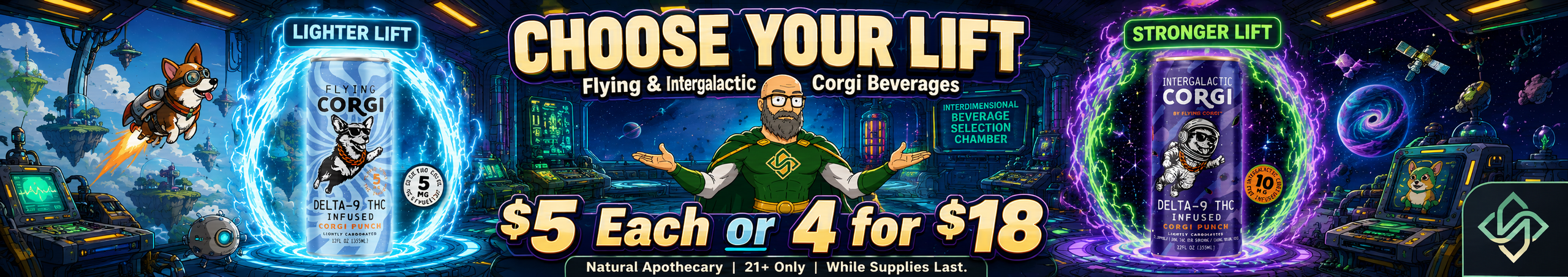 Cannabis Promo, Cannabis Sales, Cannabis Discounts, Cannabis on Sale, Corgi 4 for $18!