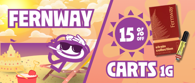 Cannabis Promo, Cannabis Sales, Cannabis Discounts, Cannabis on Sale, 15% Off Fernway 1G Cartridges