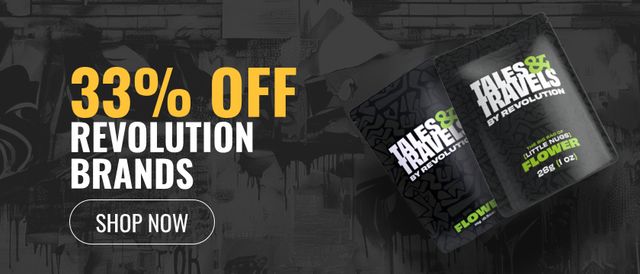 Cannabis Promo, Cannabis Sales, Cannabis Discounts, Cannabis on Sale, 33% Off Revolution and Tales & Travels