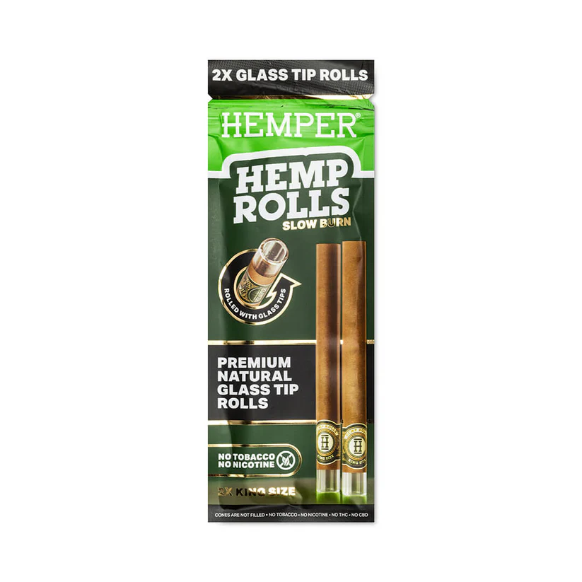 King Size Hemp Rolls + Glass Tip Hemper King Size Hemp Rolls + Glass Tip Hemper