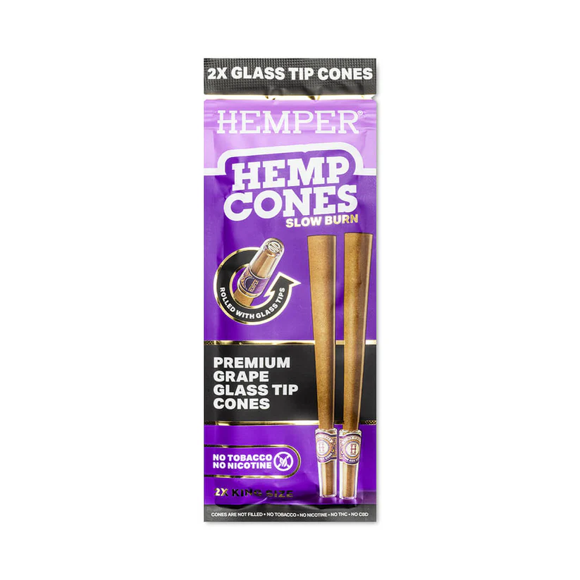 King Size Hemp Cones + Glass Tip Hemper