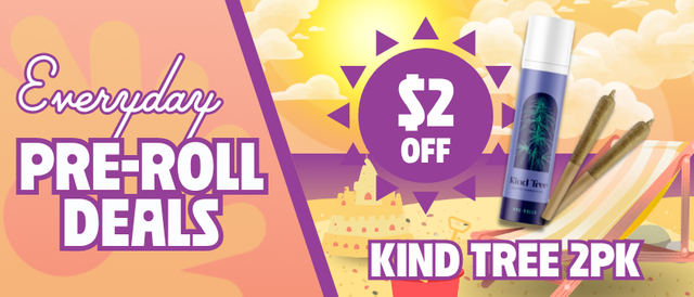 Cannabis Promo, Cannabis Sales, Cannabis Discounts, Cannabis on Sale, $2 Off Kind Tree 2 Pack Pre-Rolls
