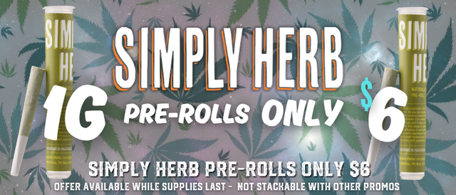 Cannabis Promo, Cannabis Sales, Cannabis Discounts, Cannabis on Sale, 🟢 $6 Simply Herb Pre-rolls 🍃