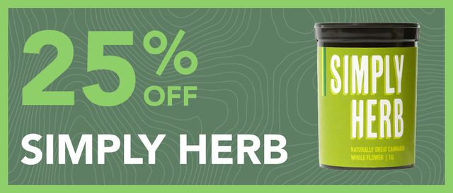 Cannabis Promo, Cannabis Sales, Cannabis Discounts, Cannabis on Sale, 25% off Simply Herb