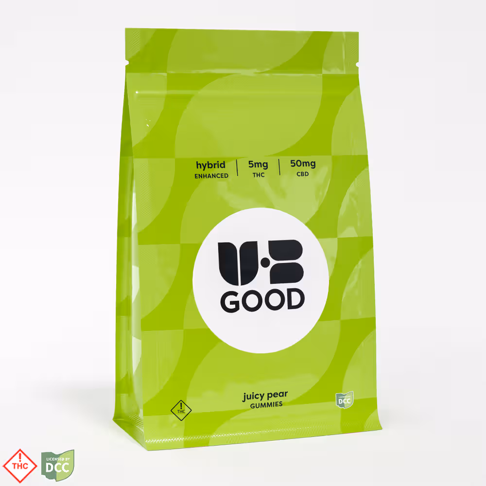 UBGOOD Juicy Pear 10:1 CBD:THC Gummy Candy Edible, 100mg, 10pk
