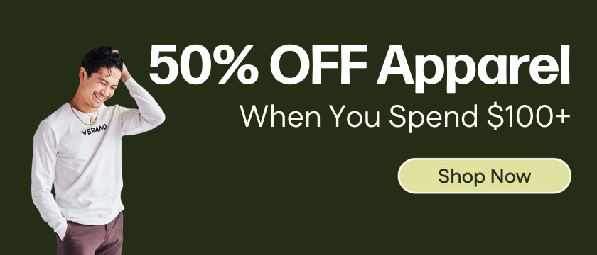 Spend $100+, get 50% OFF Apparel