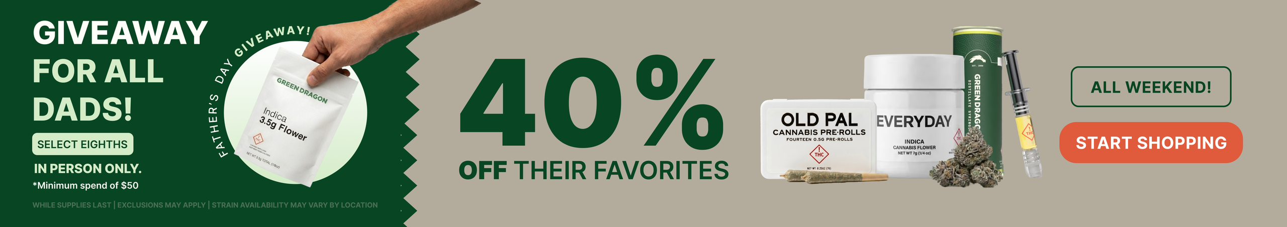 Cannabis Promo, Cannabis Sales, Cannabis Discounts, Cannabis on Sale, FATHER'S DAY SPECIAL: 40% OFF SELECT PRODUCTS!