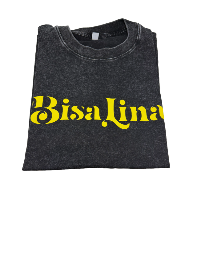 Black + Yellow Acid Wash Bisa Lina T-Shirt Bisa Premium