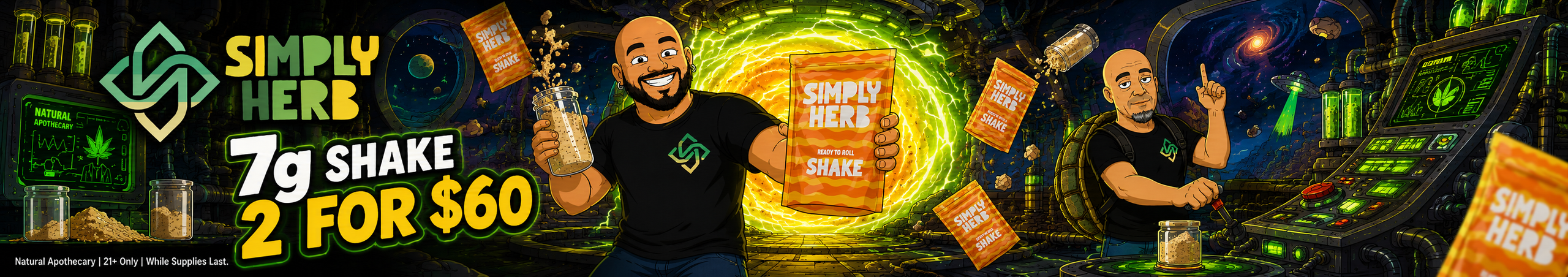 Cannabis Promo, Cannabis Sales, Cannabis Discounts, Cannabis on Sale, Simply Herb 7g Shake 2 for $60!