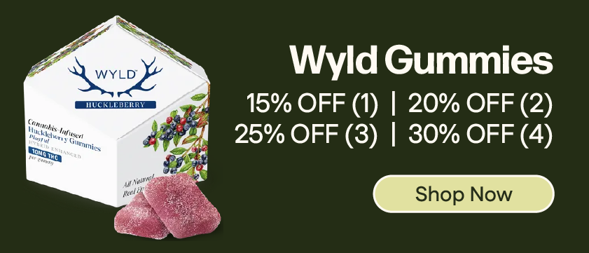 Wyld Gummies: 15% OFF 1, 20% OFF 2, 25% OFF 3, 30% OFF 4+