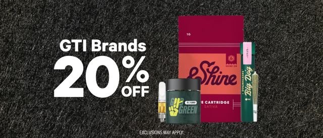 Cannabis Promo, Cannabis Sales, Cannabis Discounts, Cannabis on Sale, 20% Off GTI Brands