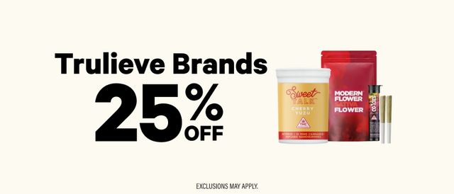 Cannabis Promo, Cannabis Sales, Cannabis Discounts, Cannabis on Sale, 25% Off Trulieve Brands
