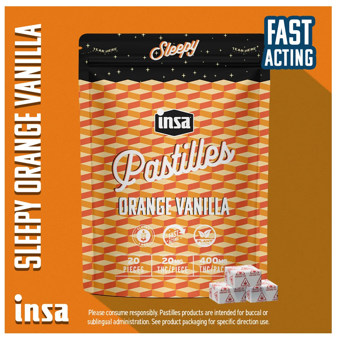 INSA Pastilles 2:1:1 THC:CBD:CBN Orange Vanilla Diamond Troches, 400mg, 20pk