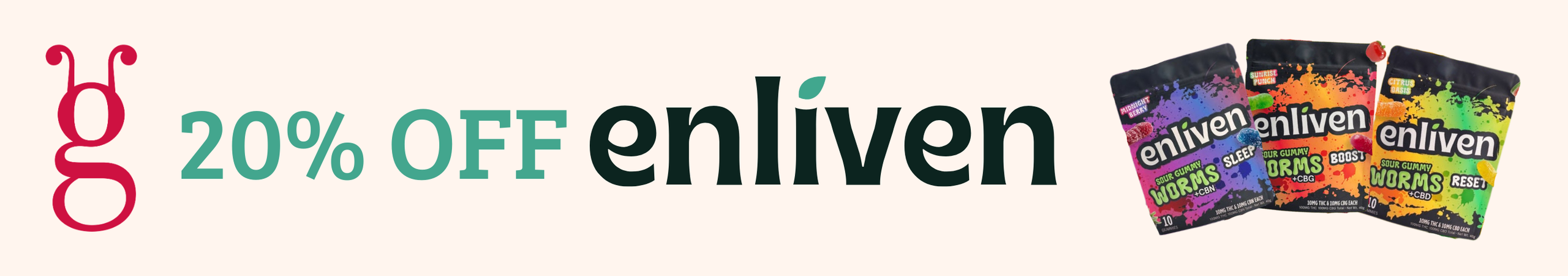 Cannabis Promo, Cannabis Sales, Cannabis Discounts, Cannabis on Sale, 20% Off Enliven