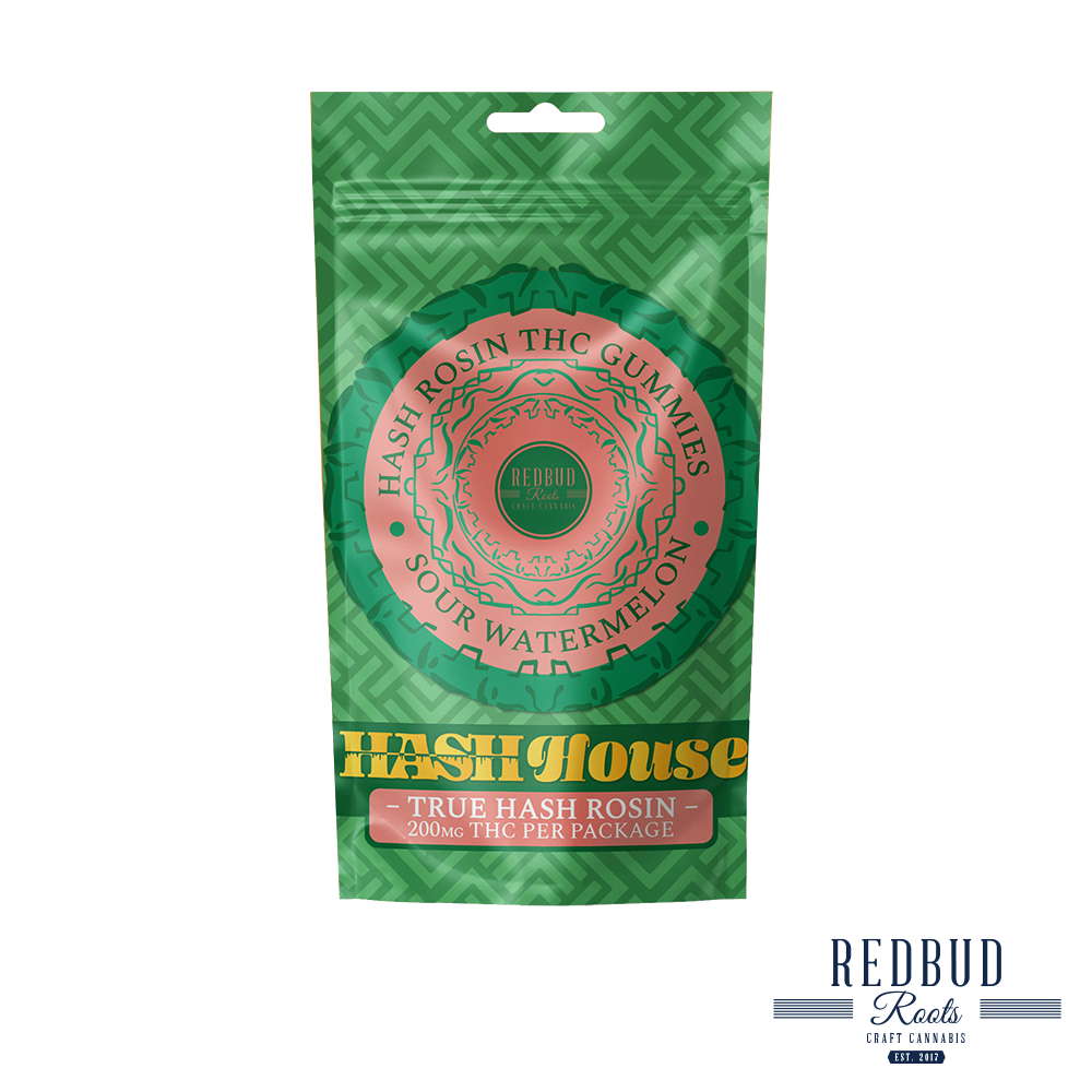 Hash House Sour Watermelon Live Rosin Gummy Candy Edible, 200mg, 10pk