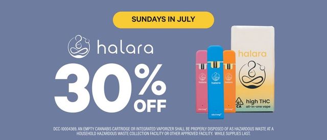 Cannabis Promo, Cannabis Sales, Cannabis Discounts, Cannabis on Sale, SUNDAYS: 30% Off Halara