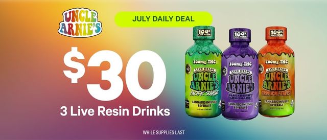 Cannabis Promo, Cannabis Sales, Cannabis Discounts, Cannabis on Sale, Uncle Arnie's Bundles: Buy 3 Live Resin for $30