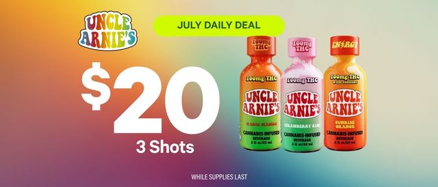 Cannabis Promo, Cannabis Sales, Cannabis Discounts, Cannabis on Sale, Uncle Arnie's Bundles: Buy 3 Shots for $20