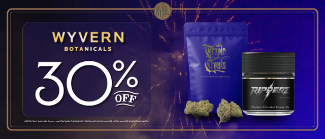 Cannabis Promo, Cannabis Sales, Cannabis Discounts, Cannabis on Sale, Wyvern Botanicals 30% Off!