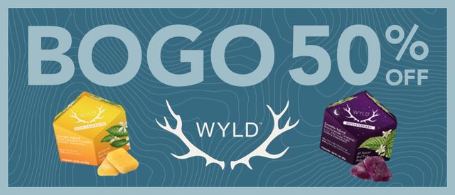 Cannabis Promo, Cannabis Sales, Cannabis Discounts, Cannabis on Sale, WYLD BOGO 50% off