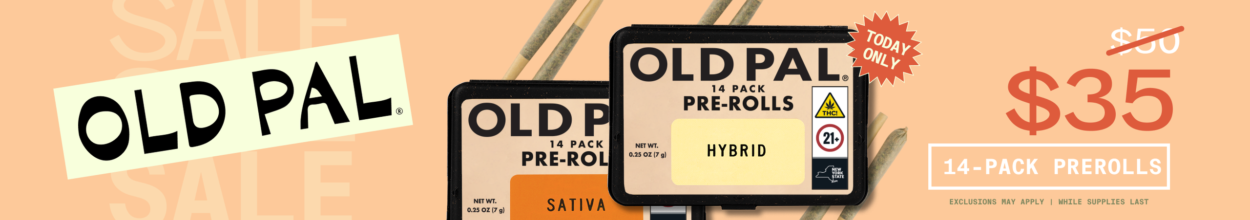 Cannabis Promo, Cannabis Sales, Cannabis Discounts, Cannabis on Sale, $35 Old Pal 14 Pack Prerolls - TODAY ONLY!