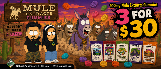 Cannabis Promo, Cannabis Sales, Cannabis Discounts, Cannabis on Sale, Mule Extracts 100mg 3 for $30!