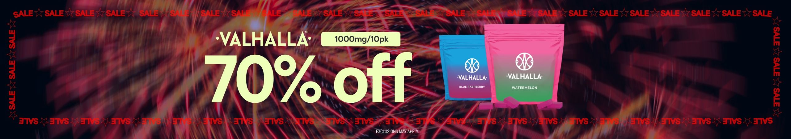 Cannabis Promo, Cannabis Sales, Cannabis Discounts, Cannabis on Sale, 70% Off Valhalla 1000mg/10pks