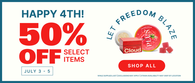 Cannabis Promo, Cannabis Sales, Cannabis Discounts, Cannabis on Sale, July 4th: Stars, Stripes & Flying High! - 50% OFF 🇺🇸