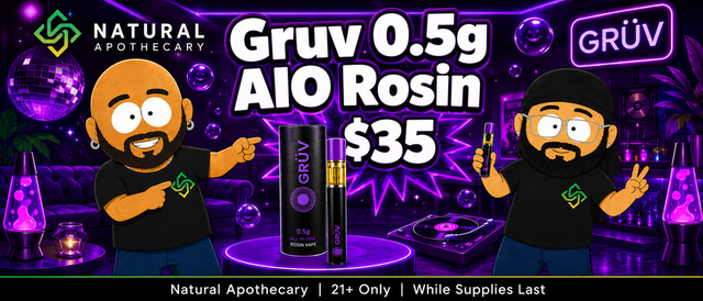 Cannabis Promo, Cannabis Sales, Cannabis Discounts, Cannabis on Sale, Gruv 0.5g Rosin AIO for $35!